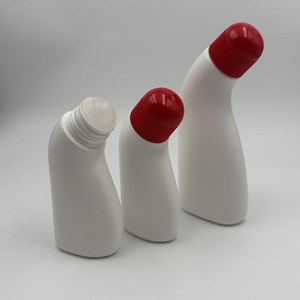 Botella Roll-On de Plástico Blanco Portátil y Flexible para Envasado de Lociones y Productos Químicos de Uso Diario, Capacidad de 100 ml, con Tapa Roja - Product Image 1