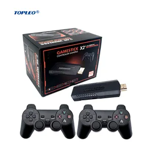 Bâton de jeu vidéo Topleo Retro Classic avec double manette sans fil Bâton de jeu 4k x2 Console de jeu classique