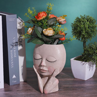 Joli pot de fleurs fantaisie personnalisé, design tête de Bouddha, jardinière tête de femme, jardinière à maïs pour jardin