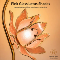 Lampes de sol en forme de lotus de luxe de haute qualité en gros, lampes de sol LED en forme de fleur, décoration intérieure en verre pour le salon