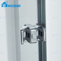 Cabine de douche en verre trempé Weisdon avec cadre en alliage d'aluminium, porte de douche à double glissière pour baignoire
