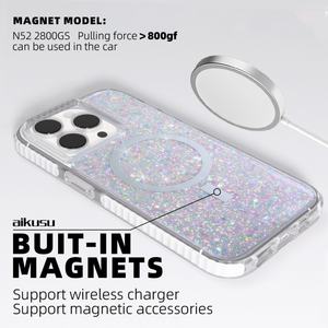 Funda Personalizada para Teléfono con Purpurina, TPU, PC, TPE, 3 en 1, Antiamarillamiento, Magnética, Antigolpes, para iPhone 16, 15, 14, 13, 12 Pro Max - Product Image 4