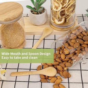 Multifunctional Modern Clear Transparent Glass Food <b>Container</b> <b>Bamboo</b> Lid Spoon for Freshness Preservation Kitchen Storage Spices - Product Image 4