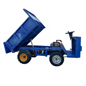 Chariot à plateau électrique bleu à 4 roues, corps en acier, véhicule de manutention industriel durable - Product Image 2