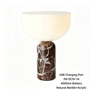 Lámpara de Mesa Táctil Recargable, Diseño Creativo, Estilo Vintage Crema, para Estudio, Dormitorio, Lámpara de Noche Decorativa de Mármol - Product Image 5