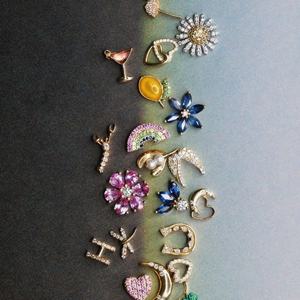 Breloques DIY tendance en laiton plaqué or 14 carats pour femmes et enfants, formes <span class=keywords><strong>cœur</strong></span> et fleur, zircon coloré, pour cadeaux <span class=keywords><strong>de</strong></span> mariage/anniversaire - Product Image 3