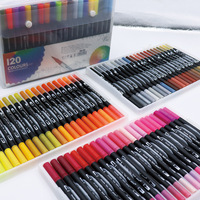 Lot de marqueurs aquarelles permanents double-pointe multicolores à base d'eau pour étudiants et enfants - Vente en gros fabricant