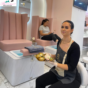Chaise de massage et de pédicure moderne de luxe <span class=keywords><strong>station</strong></span> de pédicure en bois personnalisée peinte en blanc et rose - Product Image 2