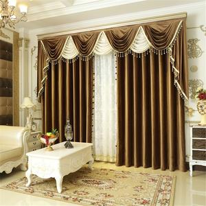 Sẵn sàng thực hiện đồng bằng màn vải phòng khách sang trọng thanh lịch nhung màn rèm cửa với đường viền bằng vải - Product Image 2