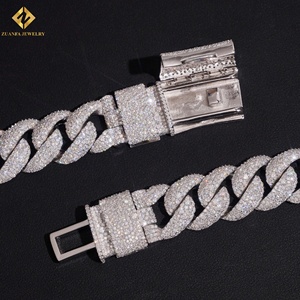 Precio Mayorista Directo de Fábrica: Collar de Cadena Cubana de Moissanita, Plata 925 con Baño de Rodio, Joyería de Declaración Hip Hop para Hombre - Product Image 3