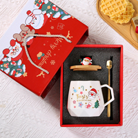 Juego de Tazas de Cerámica Hechas a Mano, Caja de Regalo Navideña Creativa, Taza Personalizada con Santa Claus, Impresión UV, Juego de Té con Logotipo Personalizado