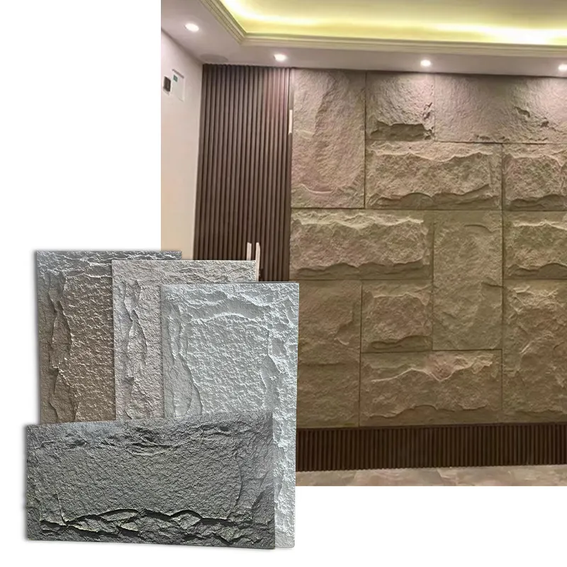 لوح حائط من الحجر الاصطناعي من البولي يوريثين مخصص لزينة الأماكن الخارجية