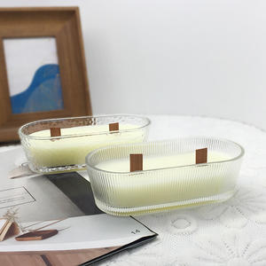 LO94 Parfums de luxe personnalisés Aroma <span class=keywords><strong>Cire</strong></span> de soja Mèche en bois Forme de <span class=keywords><strong>bateau</strong></span> ovale Bocal en verre Cadeau Bougies parfumées - Product Image 6