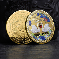 Pièce commémorative Swan for Love, cœur en diamant romantique pur, médaille en fonte, cadeau de festival pour couple, collection
