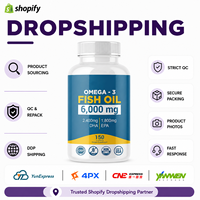 Complément alimentaire en dropshipping, huile de poisson oméga 3, 6000 mg, gélules molles, DHA EPA, complément alimentaire, étiquette privée, OEM, ODM