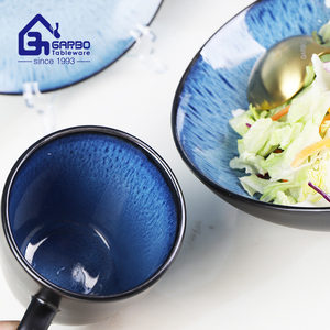 <span class=keywords><strong>Service</strong></span> de table <span class=keywords><strong>en</strong></span> grès de Chine 16 pièces, assiettes, bols et tasses, noir et bleu, rond, <span class=keywords><strong>en</strong></span> <span class=keywords><strong>porcelaine</strong></span>, pour 4 personnes - Product Image 4