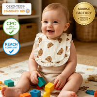 Bavoirs de bébé en mousseline de coton écologique 6 couches de luxe avec dentelle florale imprimée, serviette douce pour bébés, logo personnalisé, vente en gros