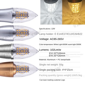 Bombilla LED con Forma <span class=keywords><strong>de</strong></span> Llama E14 E12 <span class=keywords><strong>de</strong></span> 12 W, 85-265 V, 30000 Horas, para Iluminación Decorativa <span class=keywords><strong>de</strong></span> Hotel con Araña Vintage - Product Image 2