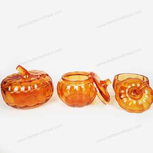 Hổ phách & nâu bí ngô hình lọ thủy tinh tự làm nến với natri-canxi bí ngô Kính chủ sở hữu - Product Image 4