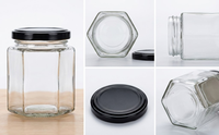 Pot en verre hexagonal miniature de 250 ml avec couvercle, pour confiture, épices, fruits, miel, format Mason, 1,5 oz