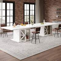 Table à manger en marbre blanc moderne de luxe sur mesure avec armoire de rangement, grande table rectangulaire pour salle à manger, pour cuisine, 4-6 places