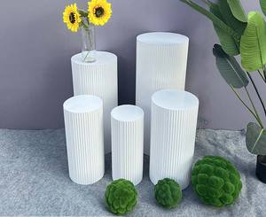 Juego de <span class=keywords><strong>5</strong></span> zócalos de hierro estilo ondulado, zócalos cilíndricos blancos, soporte de exhibición, soporte de mesa de postre para decoración de fiesta de boda - Product Image 5