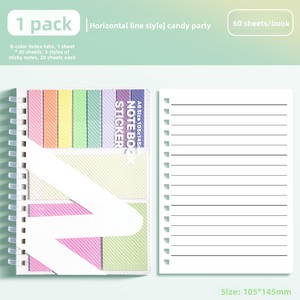 Đa sử dụng kết hợp ghi chú dán: máy tính xách tay cuộn mềm thẩm mỹ với các trang cai trị có thể nạp lại, Tab chỉ mục, ghi chú dính xu hướng - Product Image 6