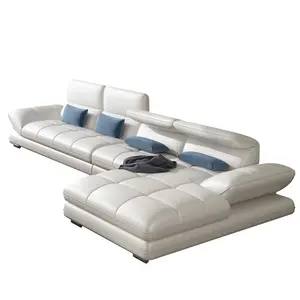 Furnitur ruang tamu santai desain gaya Italia Sofa sudut Kulit bentuk L CELS011