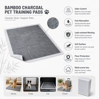 Tapis de propreté jetables pour chiens et chats, en charbon de bambou, écologiques, doux, imperméables IP67, super absorbants et anti-odeurs, pour l'apprentissage de la propreté