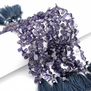 Cuentas de piedras preciosas con forma de pera facetada de iolita Natural, precio al por mayor, cuentas de iolita para fabricación de joyas, briolette de iolita hecha a mano a granel - Product Image 1