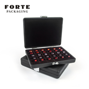 FORTE Classic&Practical Gemstone <b>Box</b> Set Packaging Large Diamond Gemstone Collection <b>Box</b> <b>Black</b> Leather Jewelry Gem Display <b>Box</b> - Product Image 3