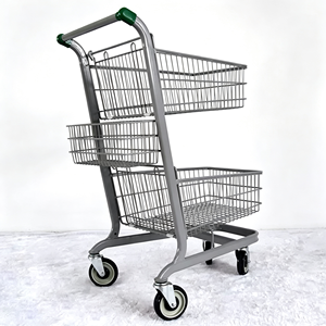 Heavy Duty Grocery <b>Cart</b> 340L Supermarket Chrome Wire Mesh Large Capacity Silent Swivel <b>Wheel</b> Retail Store Use Use Set Kit - Product Image 2