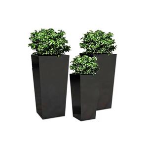 Grand <span class=keywords><strong>vase</strong></span> de sol moderne en fibre de verre noir mat, style dessin animé, pour la décoration de la maison, du jardin et des restaurants - Product Image 3