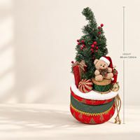 Arbre de Noël artificiel en tissu de 60 cm (23,6 pouces) avec base en forme de tambour et cadeaux, décoration de sol pour les fêtes