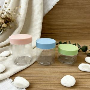 Contenants cosmétiques de luxe en plastique transparent avec couvercle coloré personnalisé, 4 oz, 8 oz, 250 ml, pour gommage corporel, pots pour beurre corporel, emballages en gros - Product Image 1