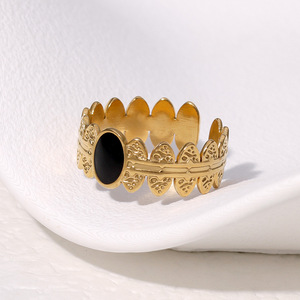 Bague ouverte ajustable hypoallergénique en acier inoxydable plaqué or 18 carats, style vintage rétro français géométrique, polyvalente et élégante - Product Image 2