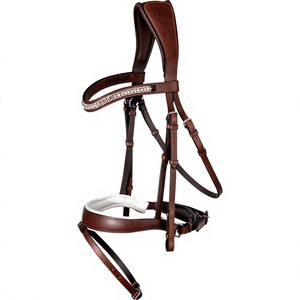 Wholesale Handmade Full Size Leather Horse Bridle with Reins-Durable <b>Equestrian</b> Tack for Riding Training Black Cob - Product Image 1