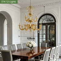 Lustre en cristal de verre ambré, style Murano classique, luminaire suspendu pour la décoration d'hôtel et de villa