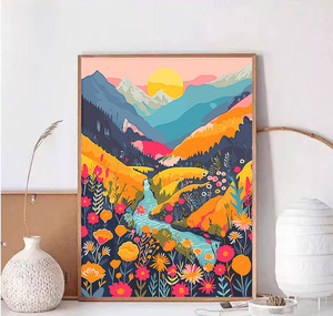 Kit <span class=keywords><strong>de</strong></span> Pintura por Números DIY <span class=keywords><strong>de</strong></span> Flores <span class=keywords><strong>de</strong></span> Río <span class=keywords><strong>de</strong></span> Montaña para Adultos, Decoración Moderna para Pared, Pintura Digital sobre Lienzo - Product Image 1
