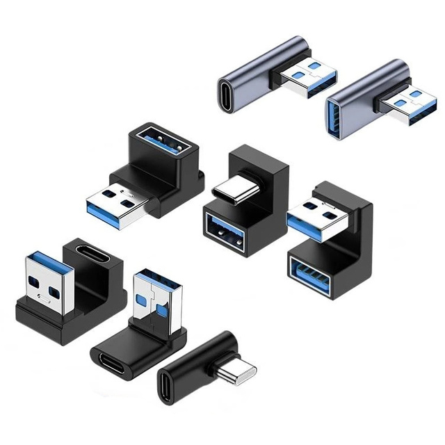 3A Type C Elbow USB 3.1 Charging Data Cable Connector Converter for Android 90/180 Degree Fast Charging Adapter 10Gbps