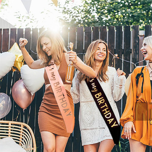 Fascia '<span class=keywords><strong>È</strong></span> il Mio Compleanno' con Stampa in Lamina Dorata su Raso Morbido per Donne, Accessori e Decorazioni per Feste - Product Image 6