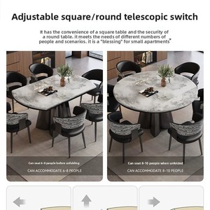 Juego de Mesa y Sillas de <span class=keywords><strong>Comedor</strong></span> Extensible y Plegable de Mármol Natural Estilo Minimalista Italiano para Apartamentos Pequeños, Muebles para el Hogar - Product Image 4