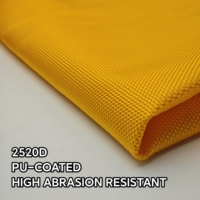 Tissu Oxford en nylon PA66 double couche 2520D, enduit de PU jaune, haute résistance à l'abrasion, résistant à l'eau, pour sacs tactiques et équipements de plein air