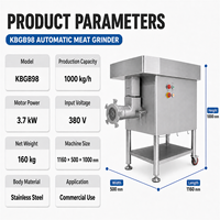 Nueva Picadora de Carne Industrial de 5 Componentes, Producción de 1000 kg/h, Potencia de 3.7KW, Acero Inoxidable 304, KESSLER con Certificado CE