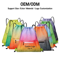 Sac à dos de sport en maille avec cordon de serrage, couleur dégradée, léger, pour la gym, le fitness, la plage et la natation