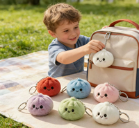 Porte-clés en peluche mignon en forme de chignon, pendentif de sac miniature en peluche en forme de chignon et de pain vapeur