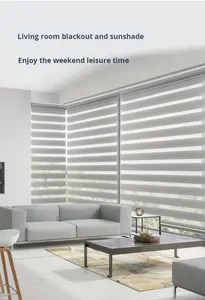 حجم مخصص التلقائي ظلال الأسطوانة بمحركات التعتيم الستائر الكهربائية حمار وحشي النسيج نمط أفقي للنوافذ المدمج في - Product Image 6