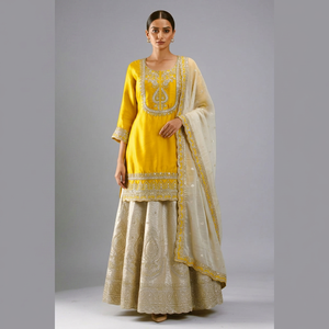 Magnifique Salwar Midi Moderne de Créateur en Faux Georgette Lourd pour Femme, Style Indien et Pakistanais, Broderie en Soie, Idéal pour les Fêtes - Product Image 1