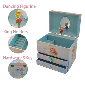 Caja Musical para Joyas Jakos con 2 Cajones y Bonito Diseño de Sirena - Ideal para Regalo de Cumpleaños, Navidad y Festividades para Niñas - Product Image 2