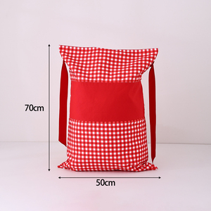 Kantong Kain Kanvas Santa Ukuran Ekstra Besar dengan Pita dan Motif Kotak-kotak, Tas Hadiah Natal dengan Tali Serut, Tas Dekorasi Liburan yang Dapat Digunakan Kembali untuk Anak-anak - Product Image 2